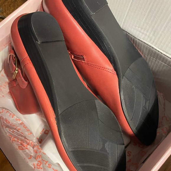 Red Ankle Boots with Buckle - Picture 3 of 3